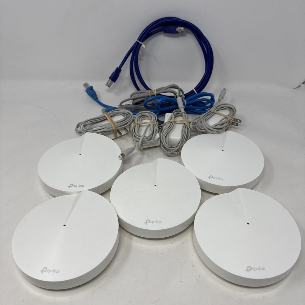 TP-Link Deco M5 Router AC1300 Whole Home Mesh Wi-Fi System W/Adapters -Lot‎ Of 5